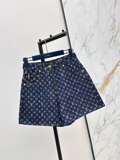 26ss Logo monogram denim shorts