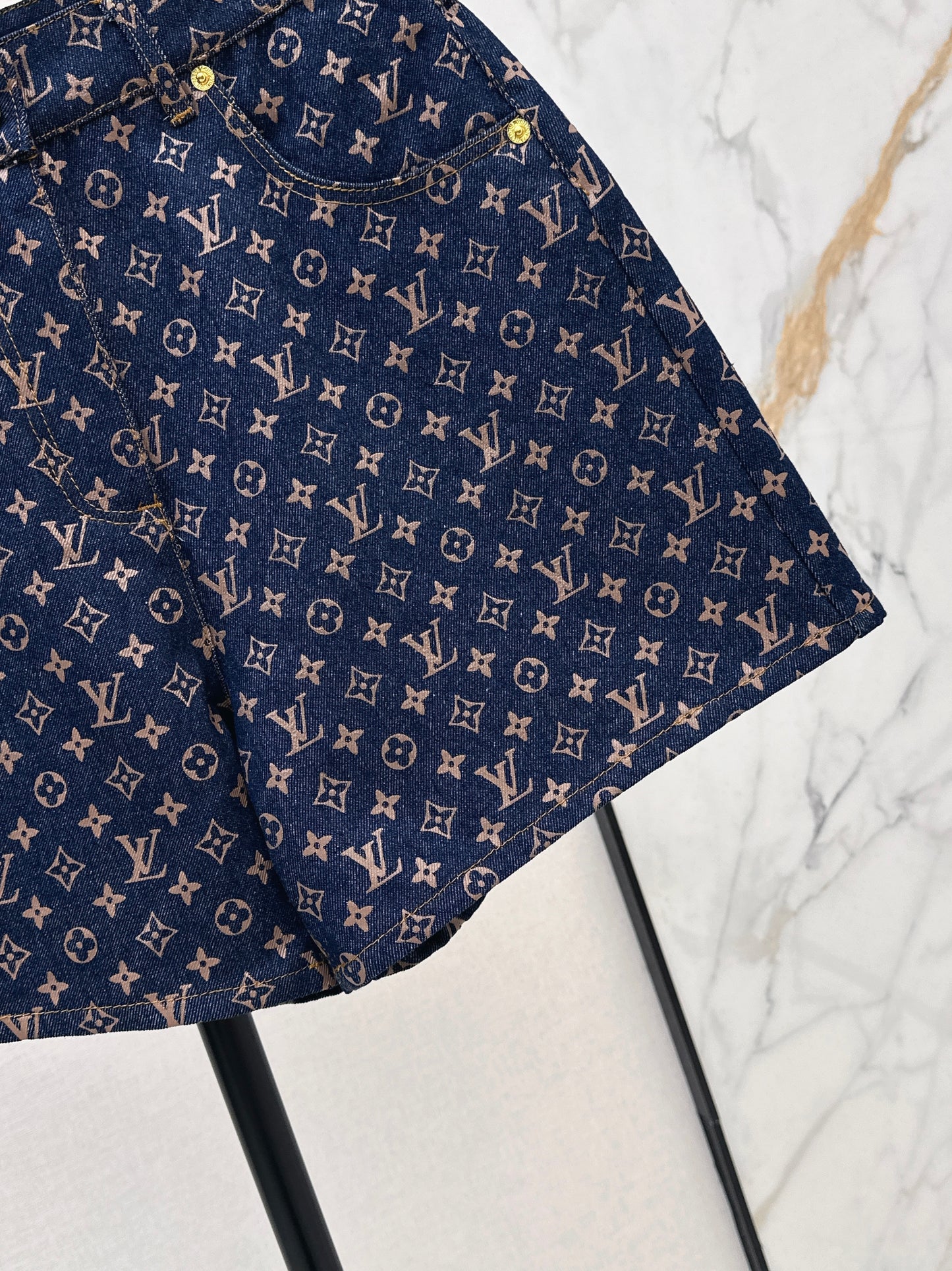 26ss Logo monogram denim shorts