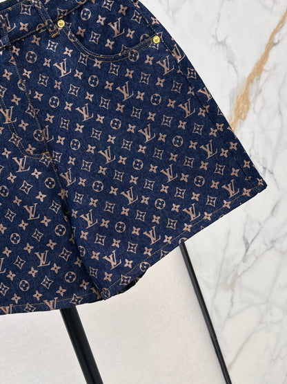 26ss Logo monogram denim shorts