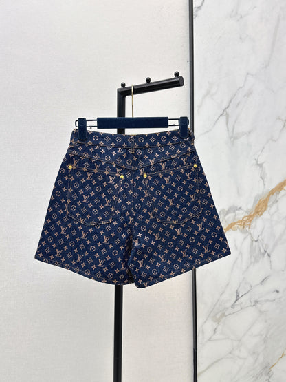 26ss Logo monogram denim shorts