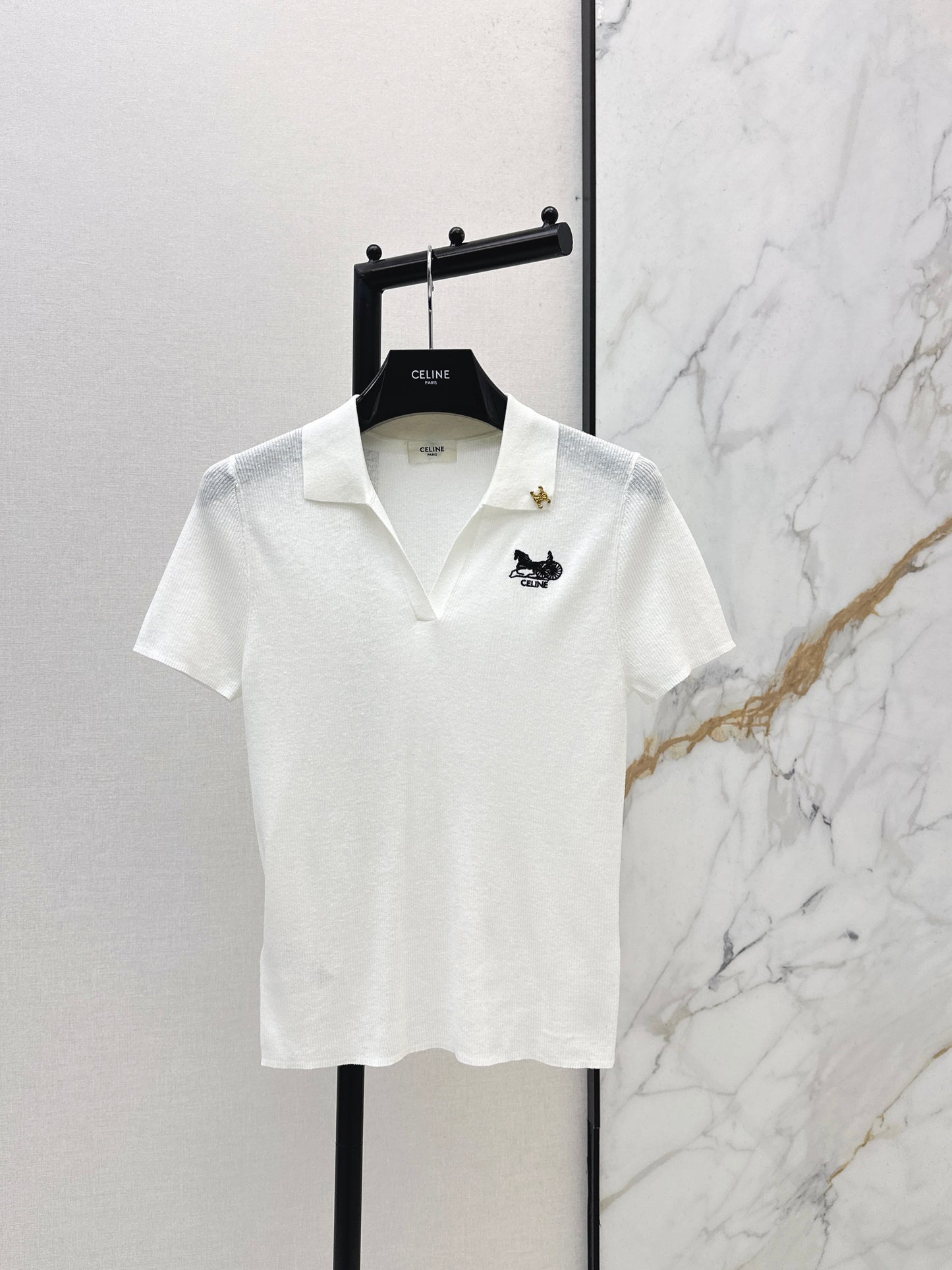26ss Embroidered Collared Knit Sweater