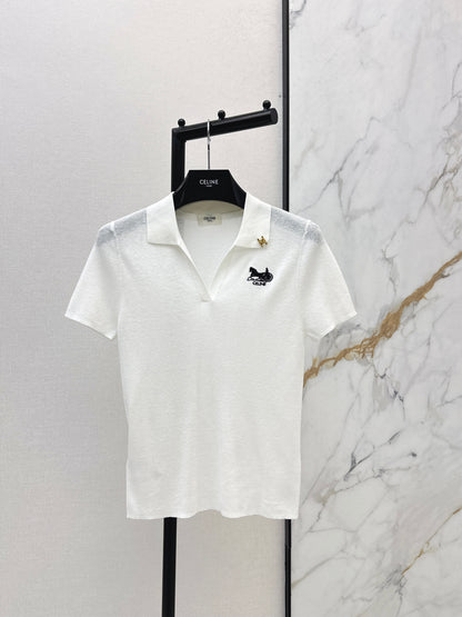 26ss Embroidered Collared Knit Sweater