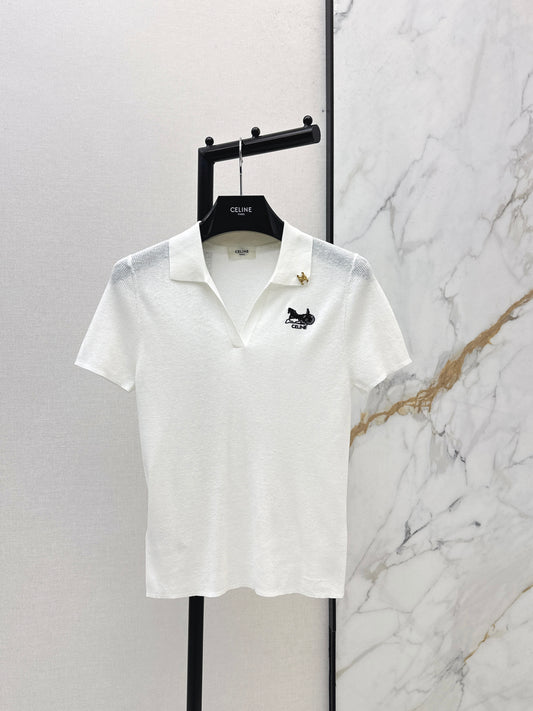 26ss Embroidered Collared Knit Sweater