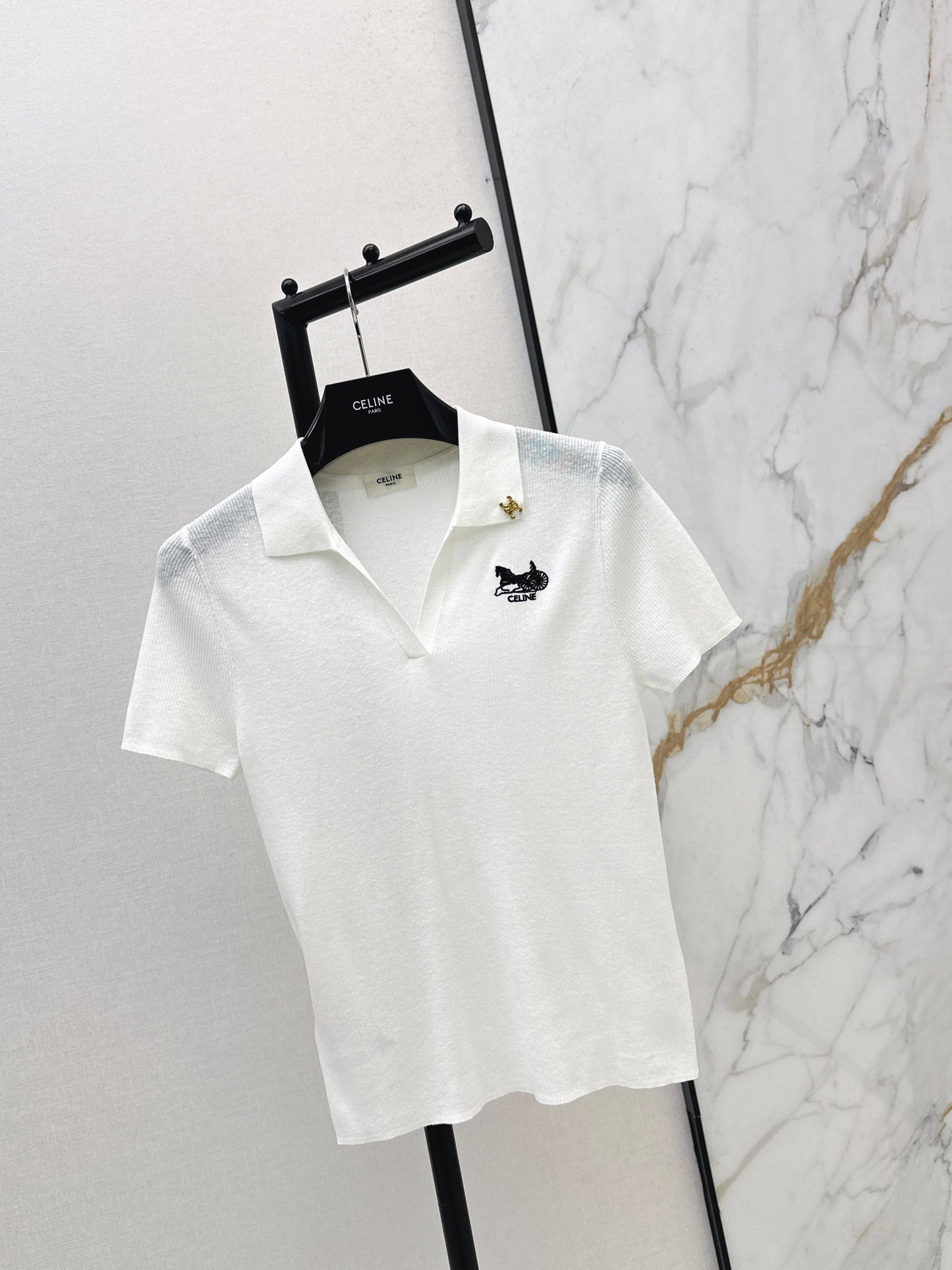 26ss Embroidered Collared Knit Sweater