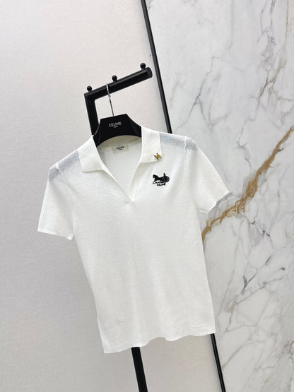 26ss Embroidered Collared Knit Sweater