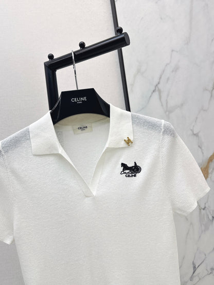 26ss Embroidered Collared Knit Sweater