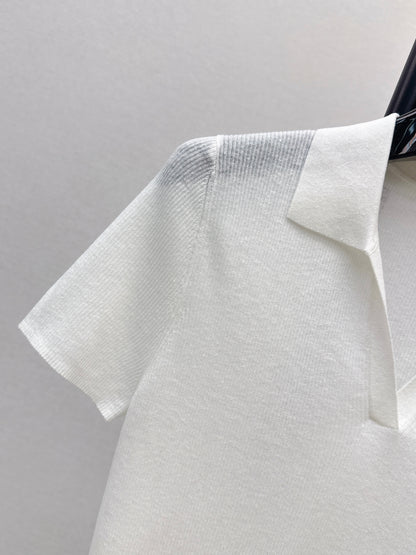 26ss Embroidered Collared Knit Sweater