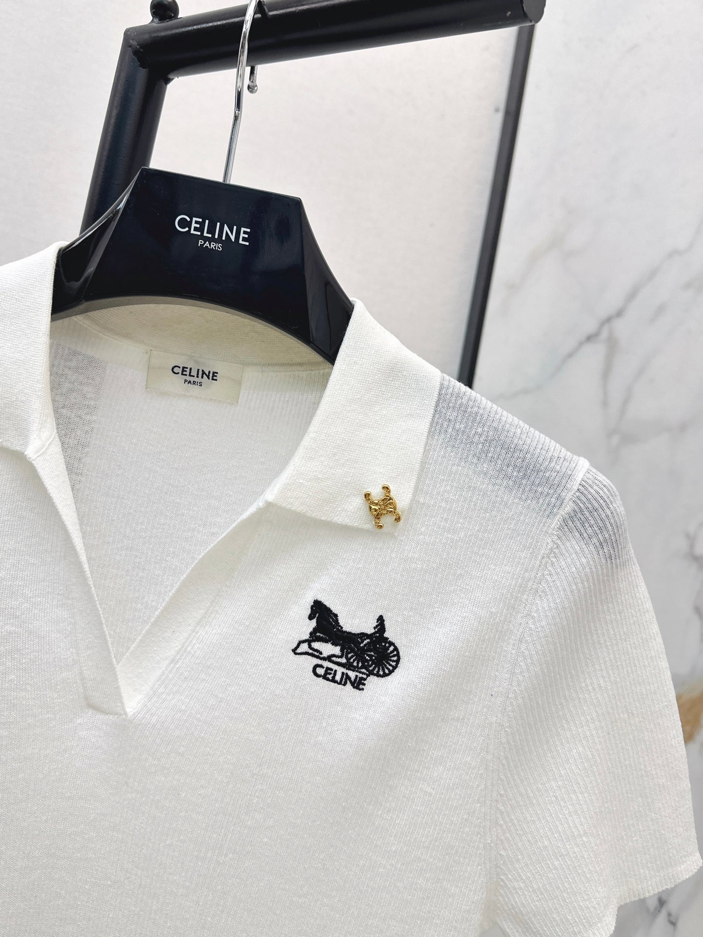 26ss Embroidered Collared Knit Sweater