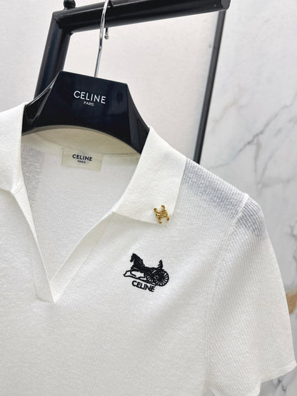 26ss Embroidered Collared Knit Sweater