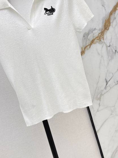 26ss Embroidered Collared Knit Sweater