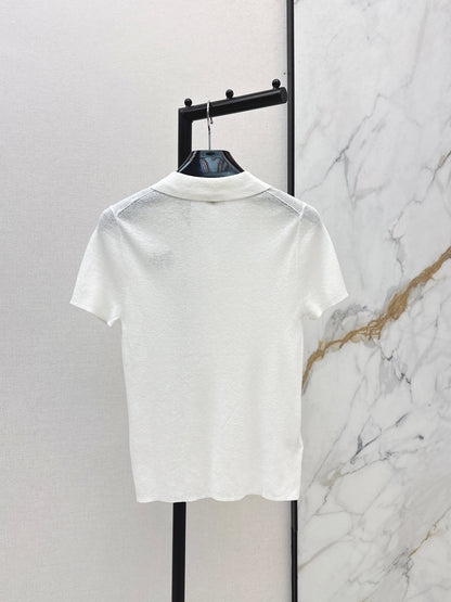 26ss Embroidered Collared Knit Sweater