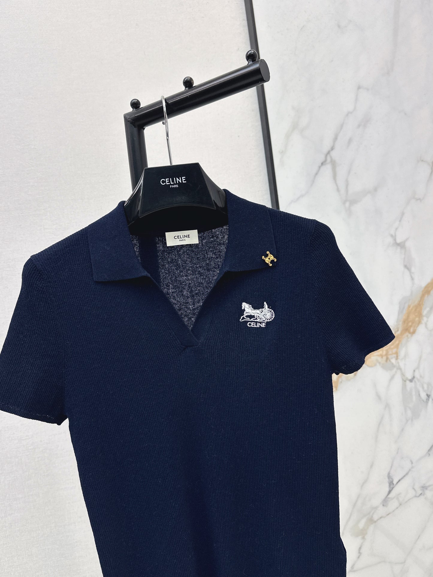 26ss Embroidered Collared Knit Sweater
