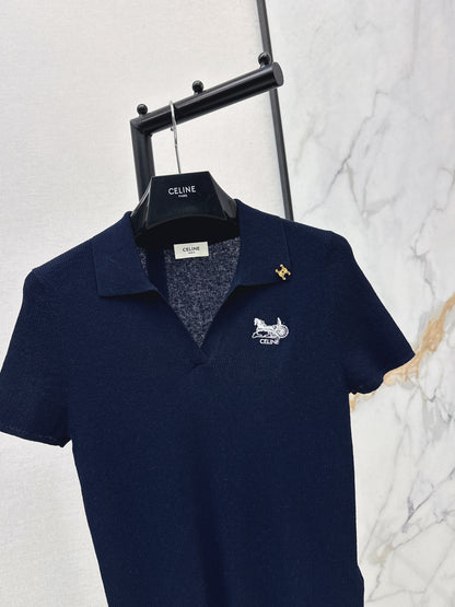26ss Embroidered Collared Knit Sweater