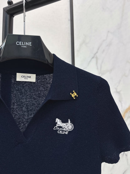 26ss Embroidered Collared Knit Sweater