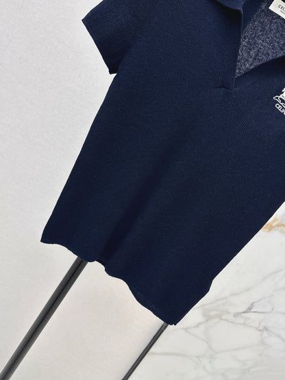 26ss Embroidered Collared Knit Sweater