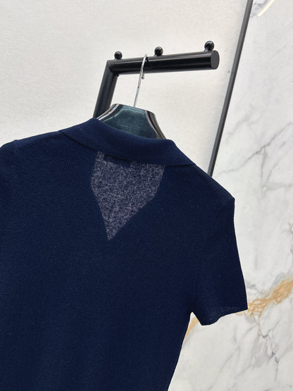 26ss Embroidered Collared Knit Sweater