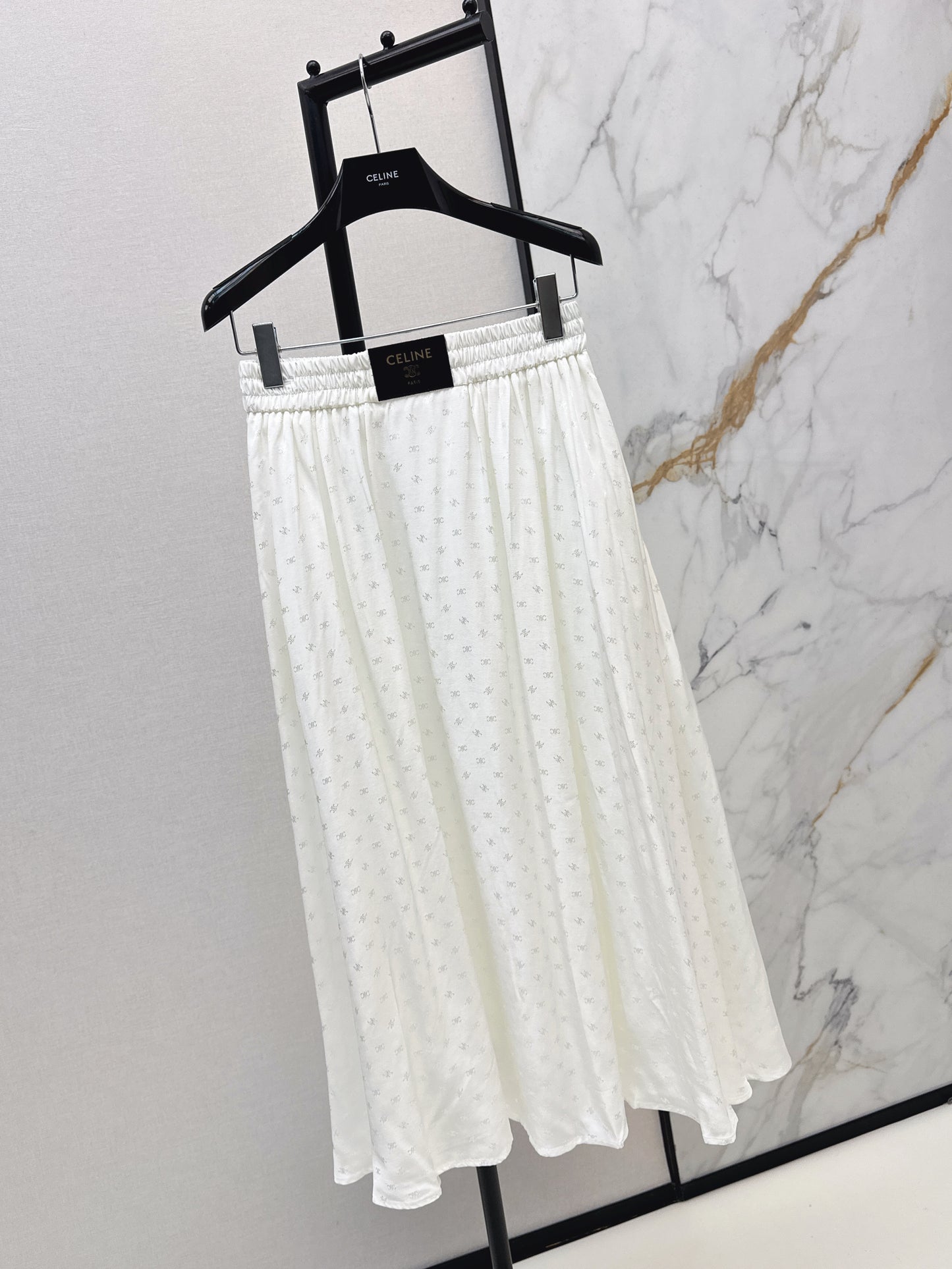 26ss Jacquard elastic waist midi skirt