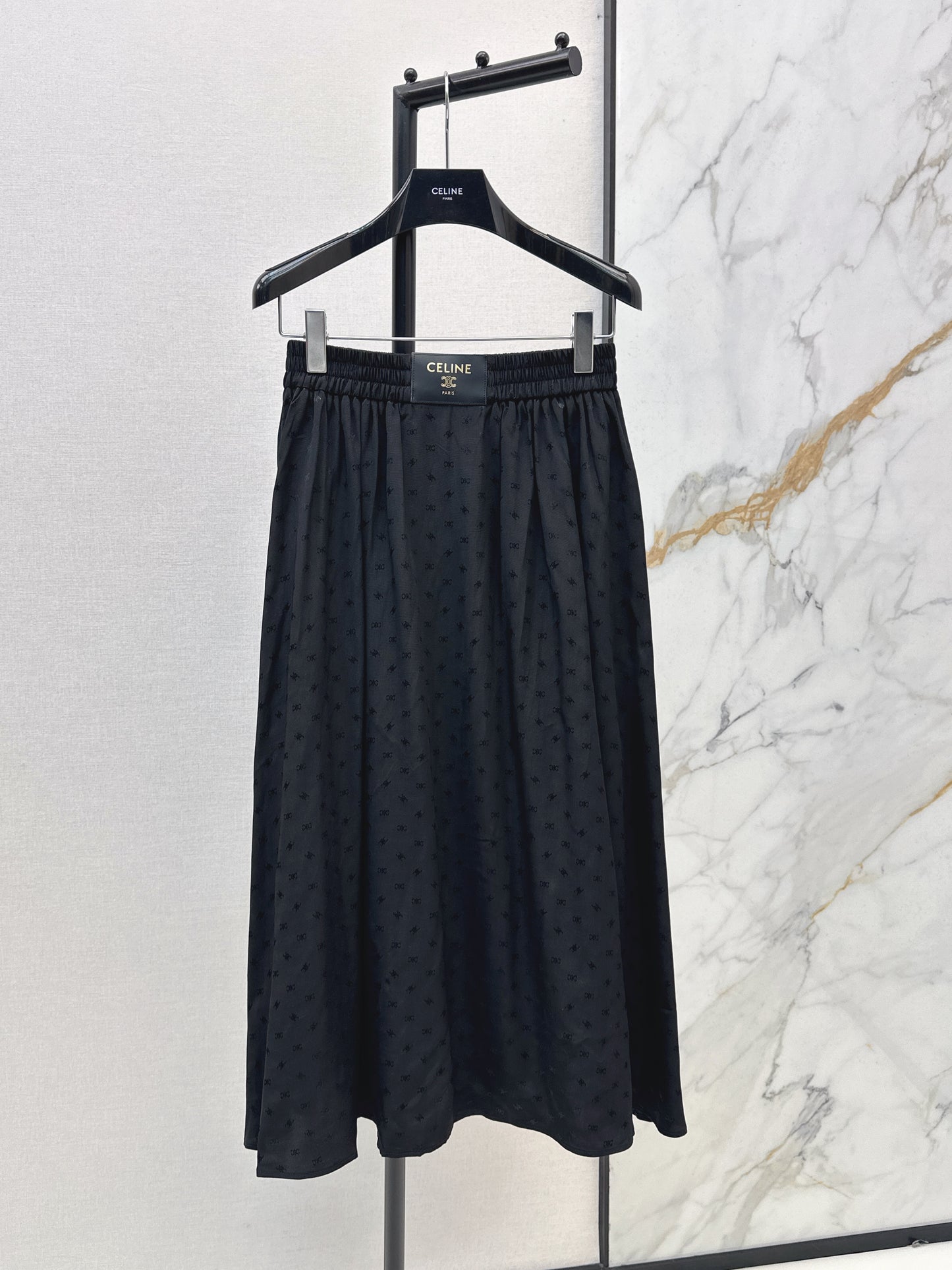 26ss Jacquard elastic waist midi skirt