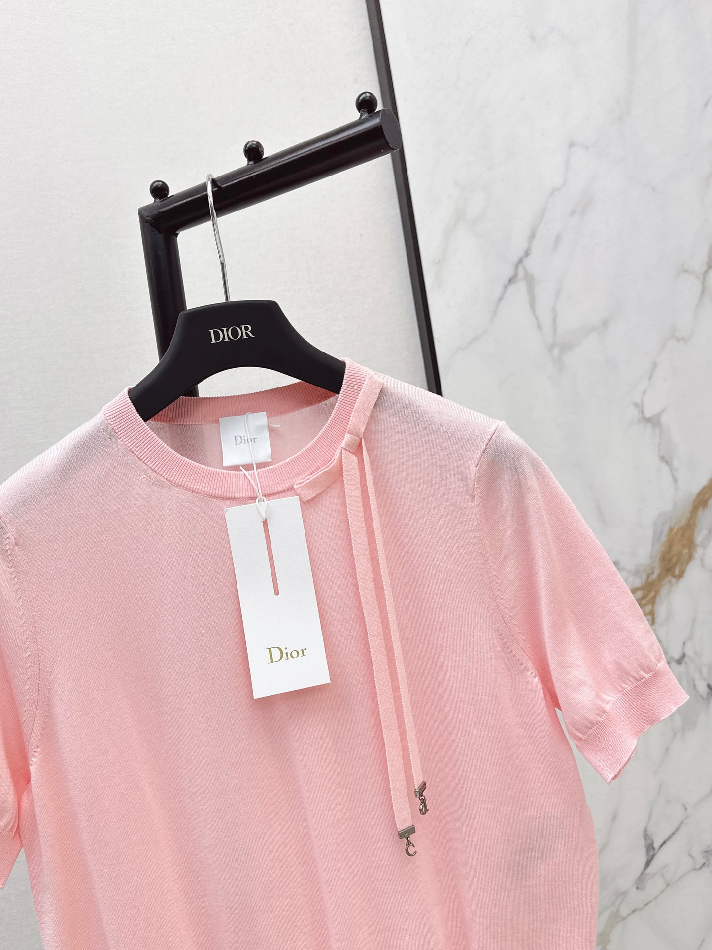 26ss Bow-tie collar short-sleeved top