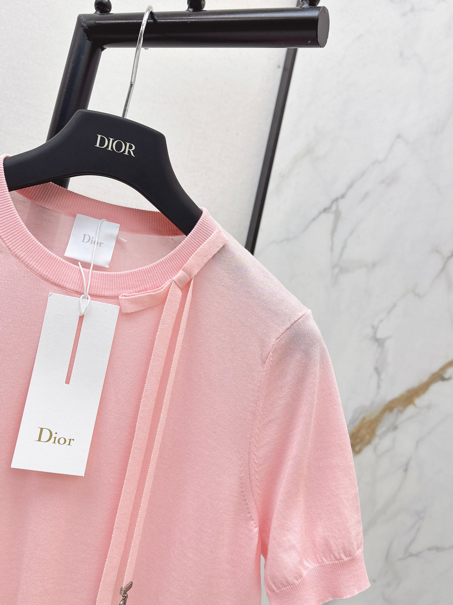 26ss Bow-tie collar short-sleeved top