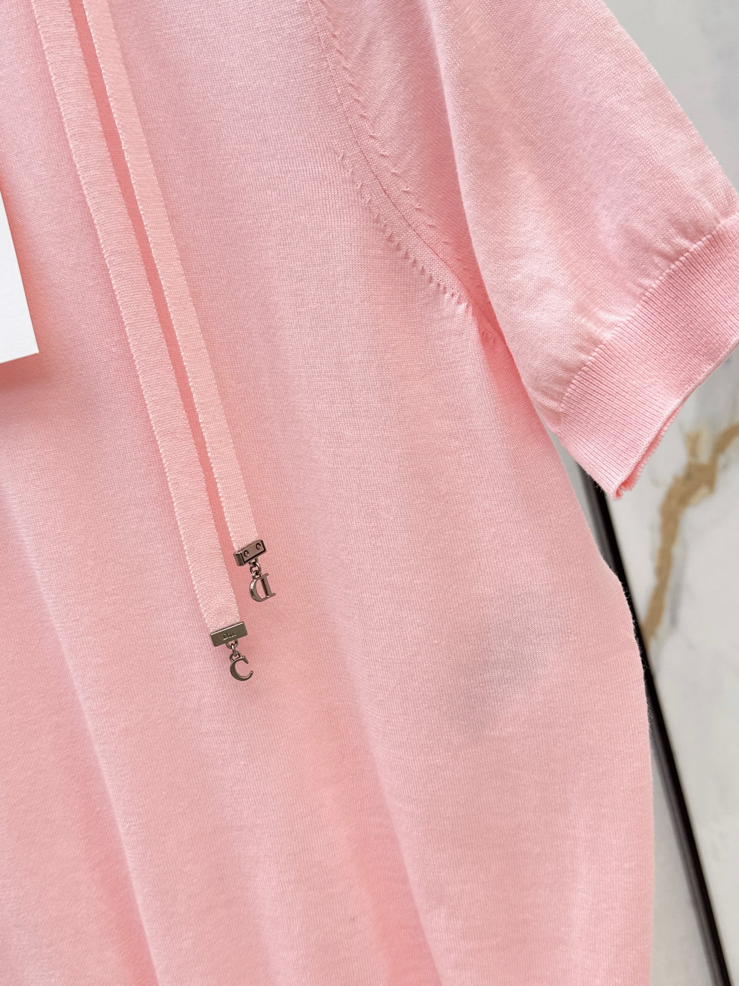 26ss Bow-tie collar short-sleeved top
