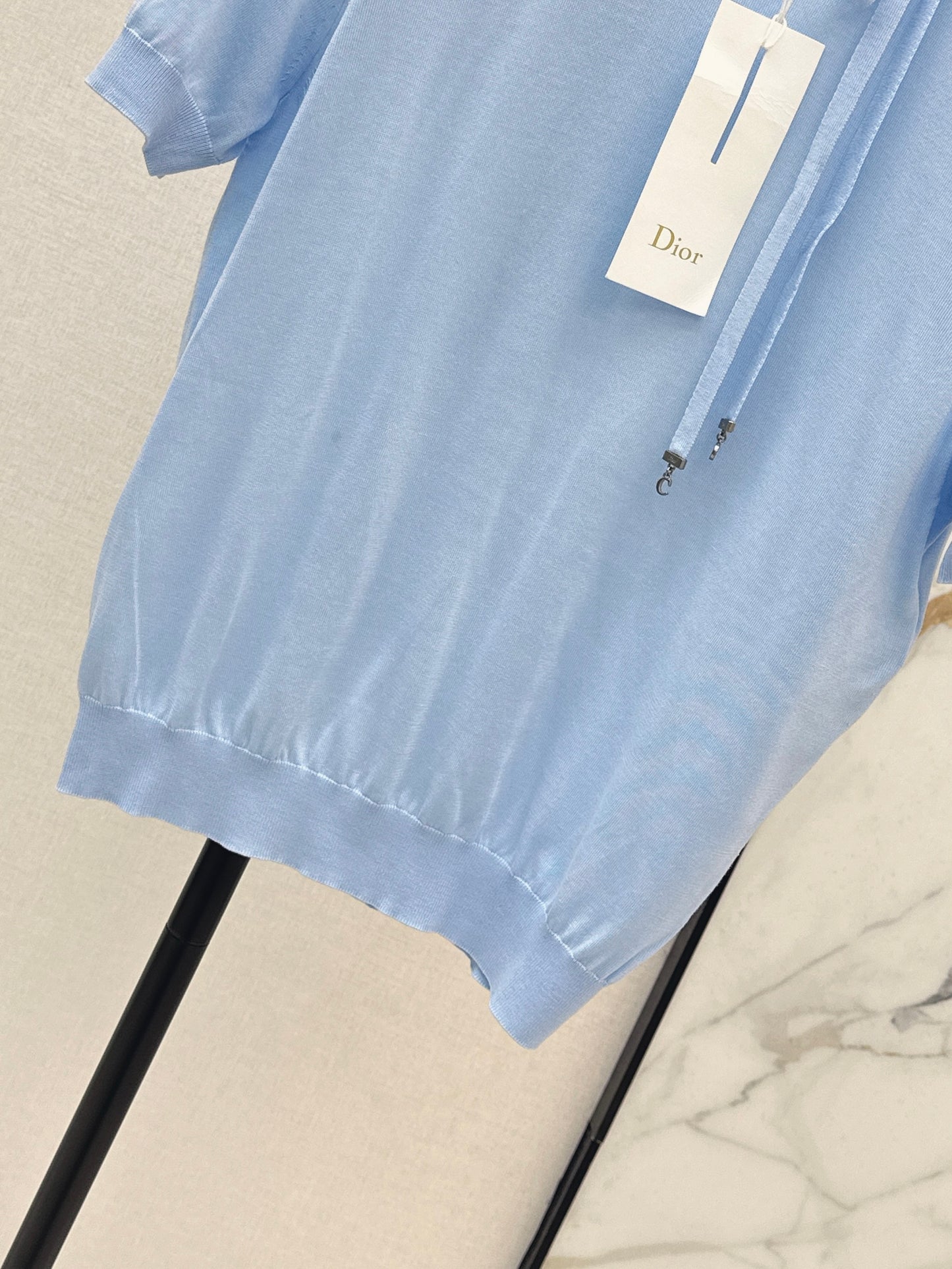 26ss Bow-tie collar short-sleeved top