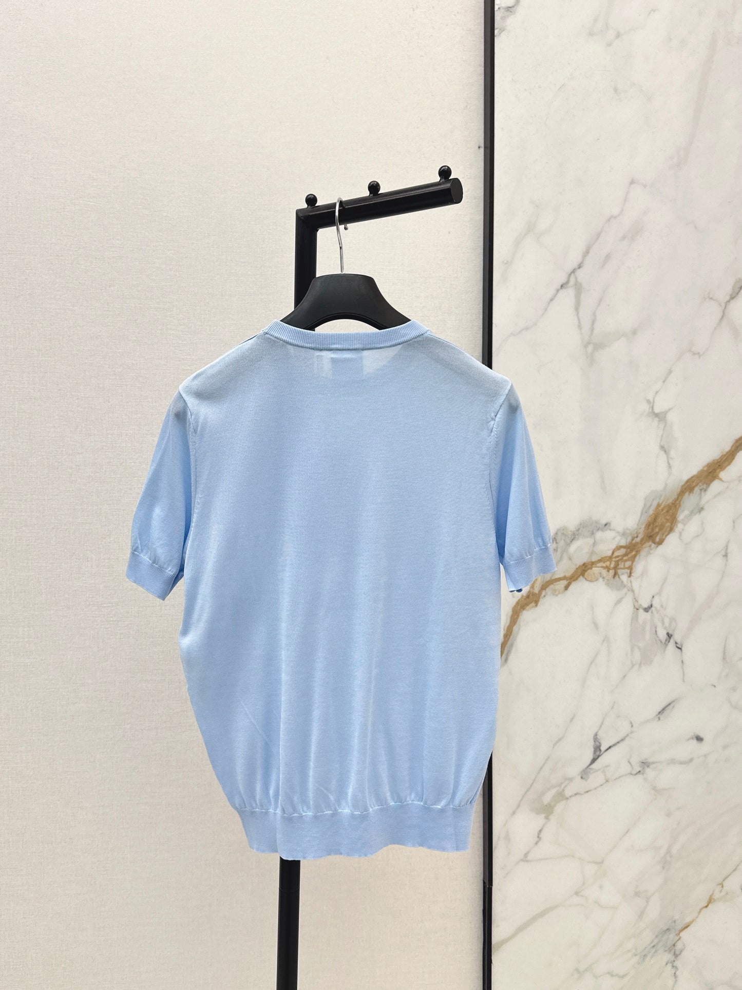 26ss Bow-tie collar short-sleeved top