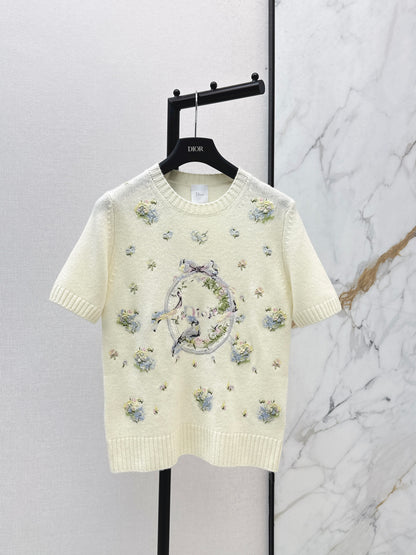 26ss Embroidered Cashmere T-shirt