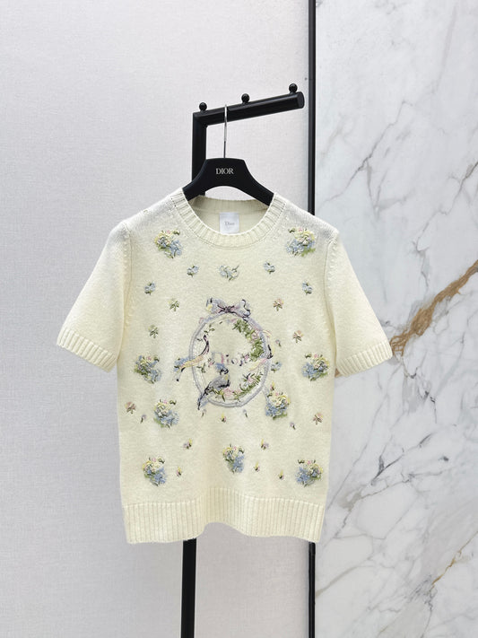 26ss Embroidered Cashmere T-shirt