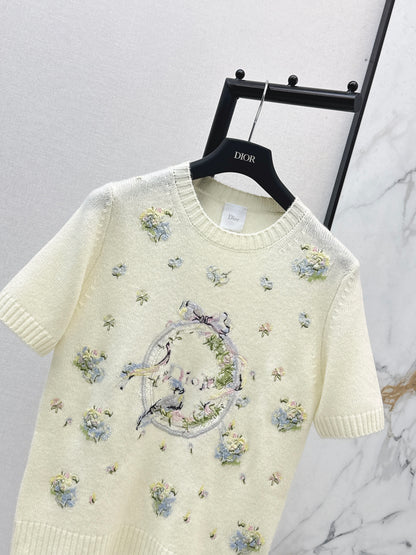 26ss Embroidered Cashmere T-shirt