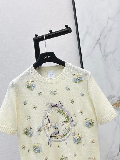 26ss Embroidered Cashmere T-shirt