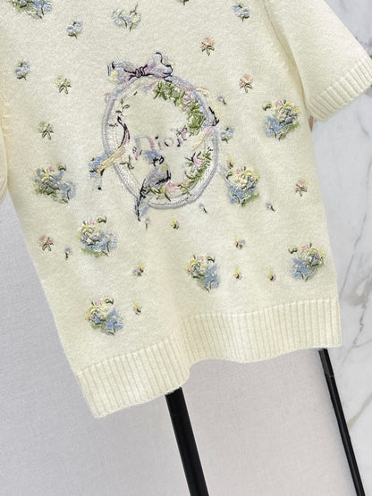 26ss Embroidered Cashmere T-shirt