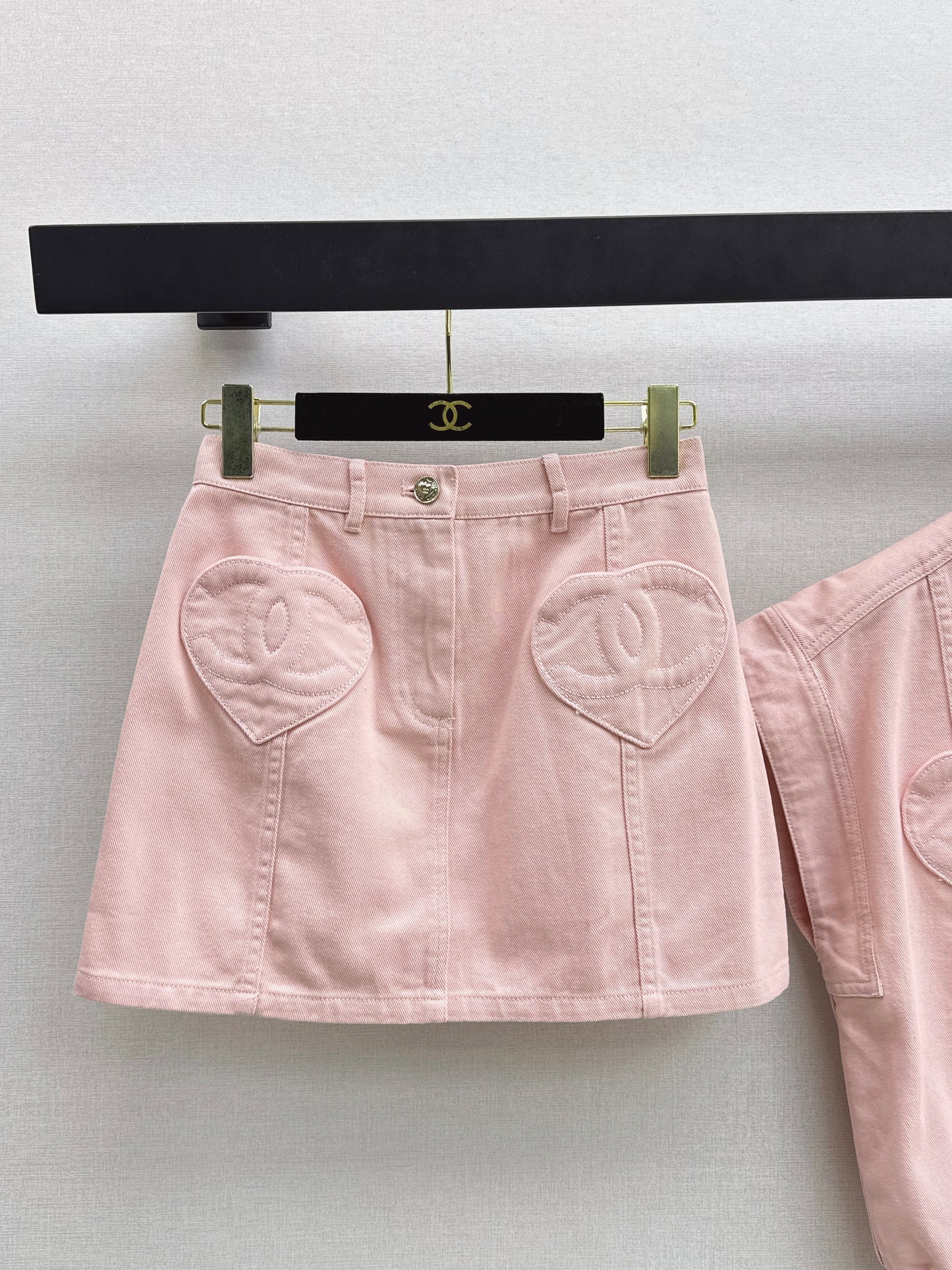 26ss Heart-shaped Denim Midi Skirt