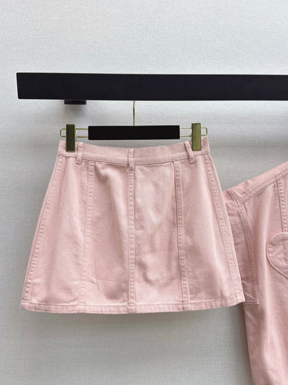 26ss Heart-shaped Denim Midi Skirt