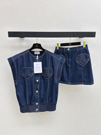 26ss Heart-shaped Denim Vest