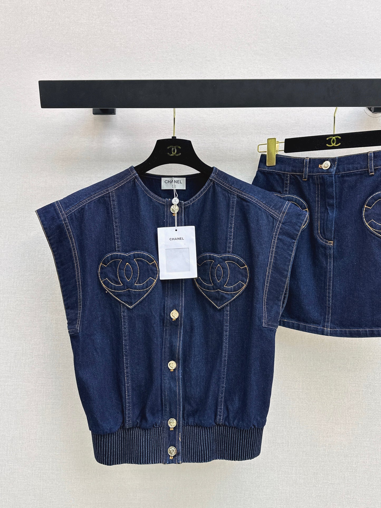 26ss Heart-shaped Denim Vest