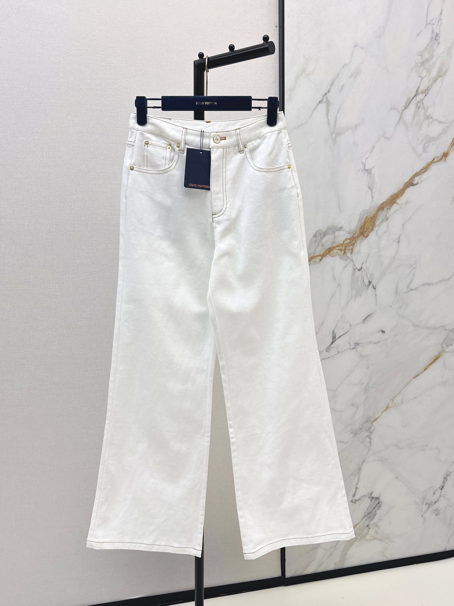 26ss Color-blocked minimalist straight-leg trousers