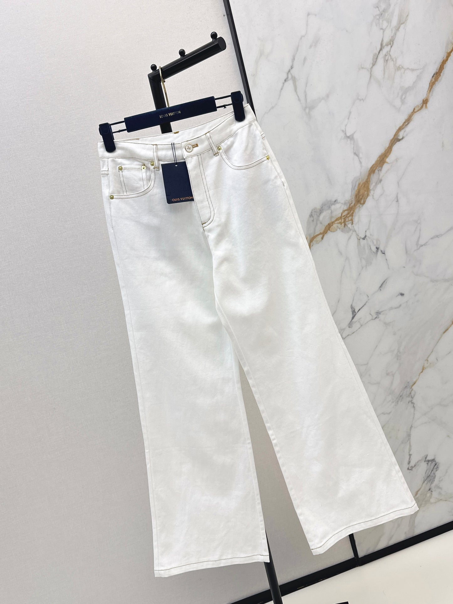26ss Color-blocked minimalist straight-leg trousers