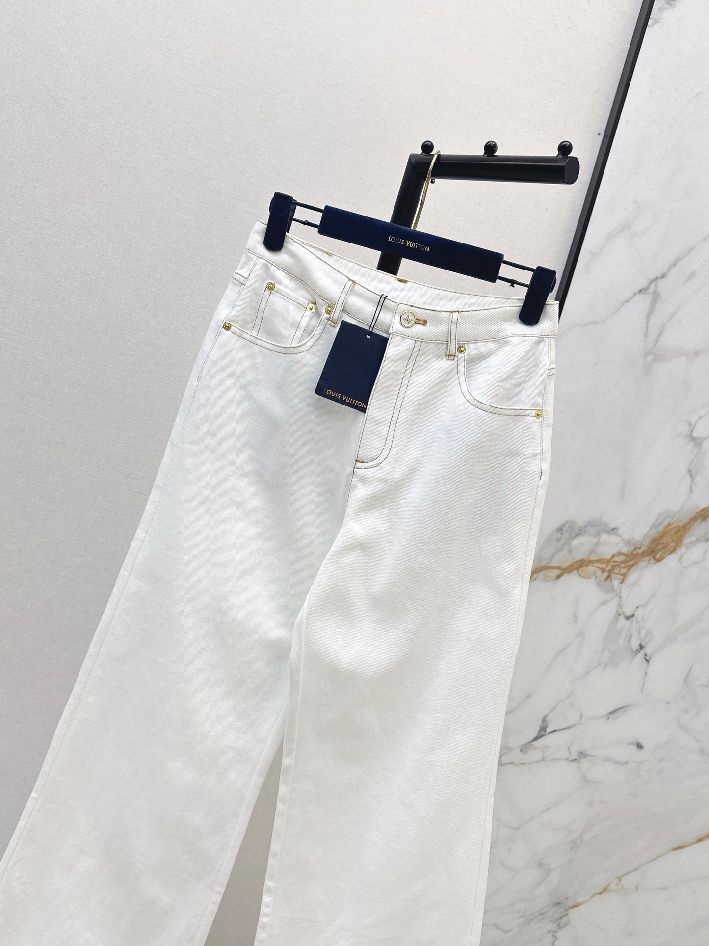 26ss Color-blocked minimalist straight-leg trousers