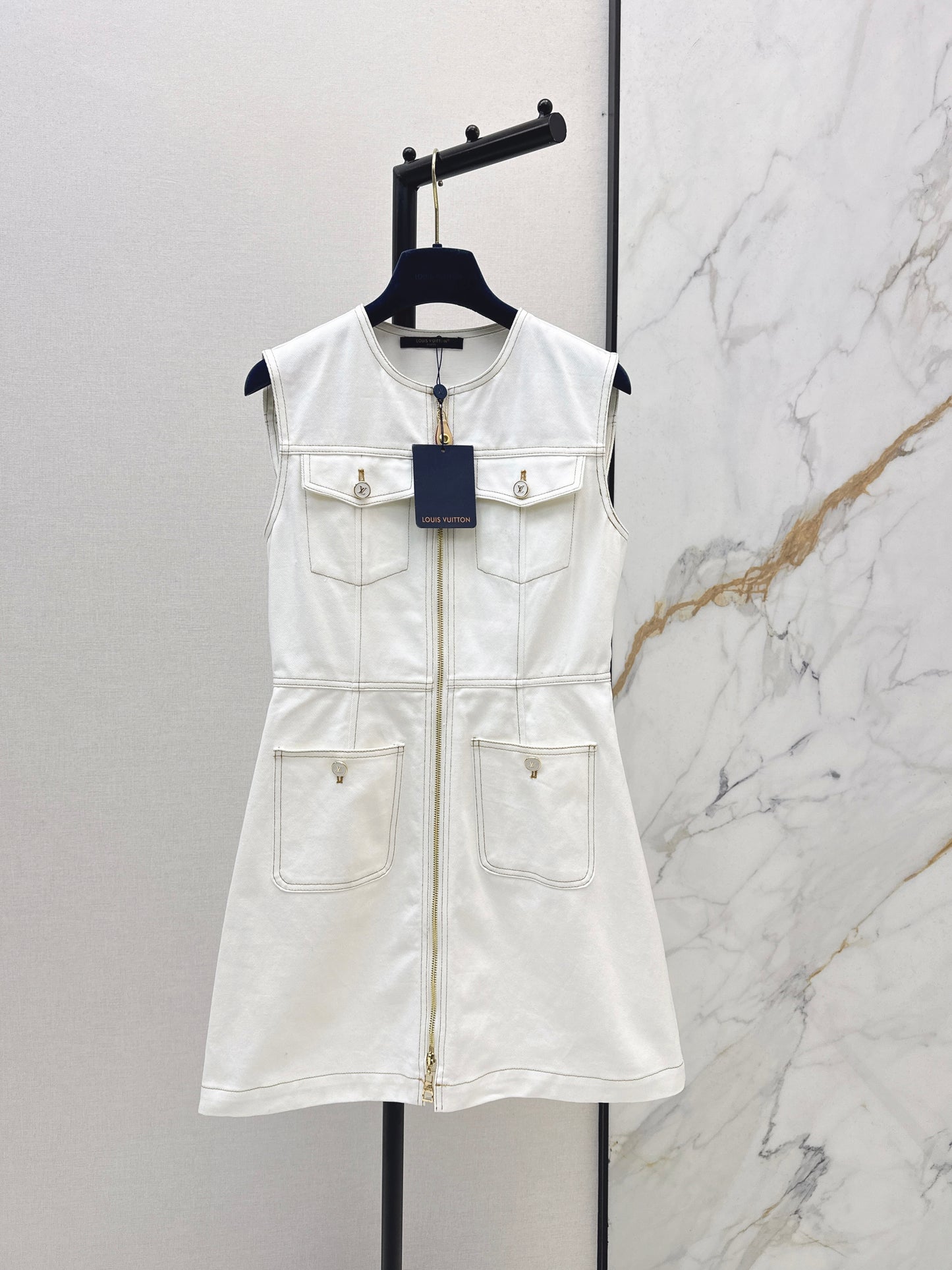26ss Color-blocked minimalist sleeveless dress
