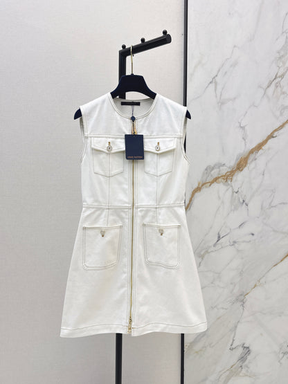 26ss Color-blocked minimalist sleeveless dress
