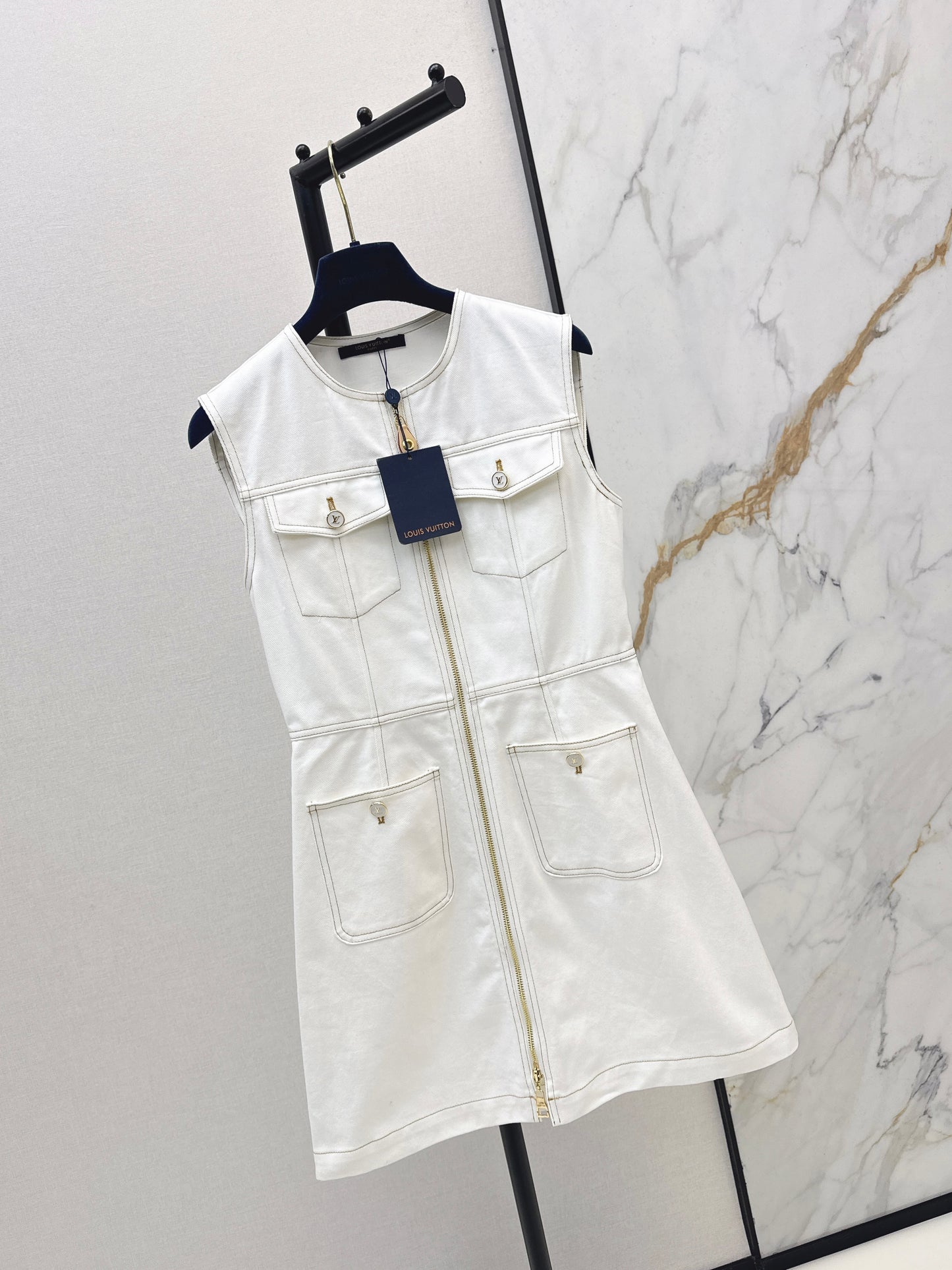 26ss Color-blocked minimalist sleeveless dress