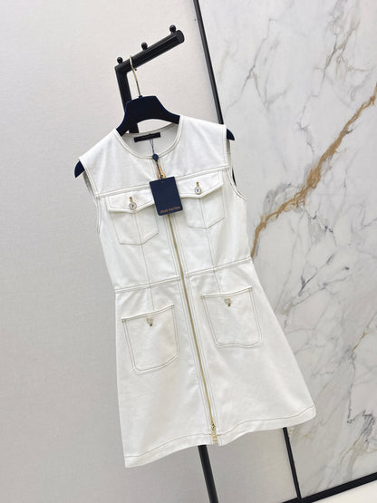 26ss Color-blocked minimalist sleeveless dress