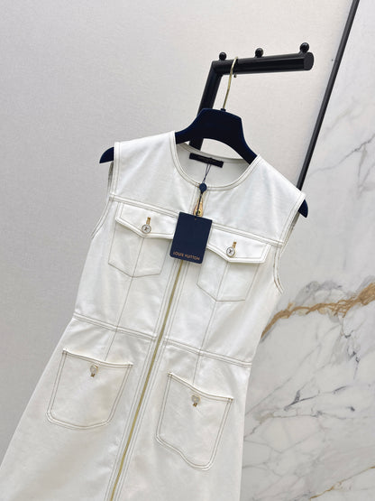 26ss Color-blocked minimalist sleeveless dress
