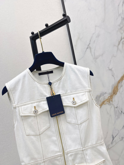 26ss Color-blocked minimalist sleeveless dress