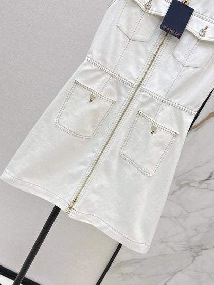 26ss Color-blocked minimalist sleeveless dress