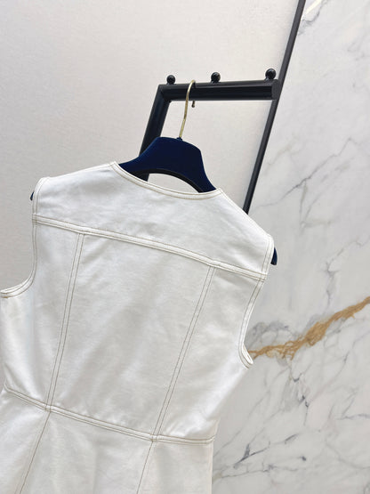 26ss Color-blocked minimalist sleeveless dress
