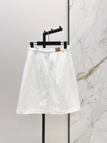 26ss Color-blocked minimalist midi skirt
