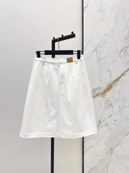 26ss Color-blocked minimalist midi skirt