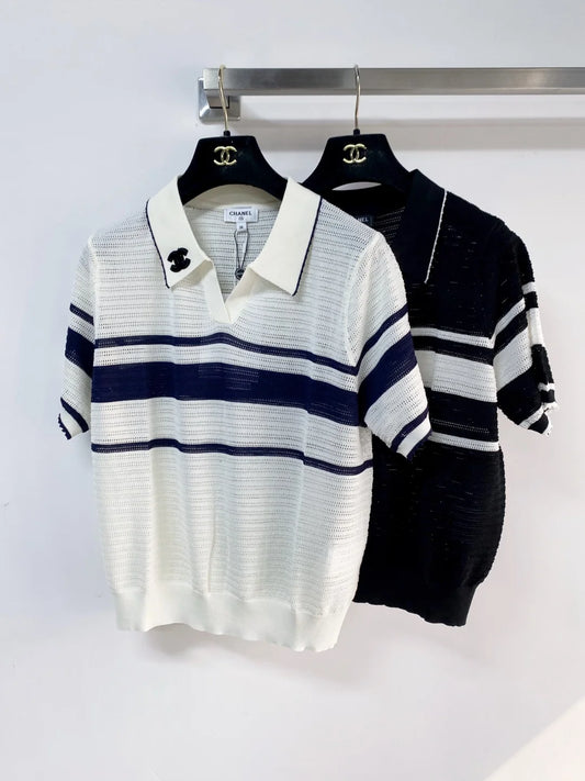 26ss Striped Polo Knit T-Shirt